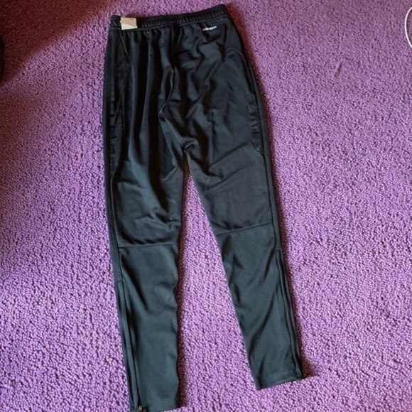 NWT Adidas soccer track training joggers skinny pants unisex black on black XS - Picture 3 of 10